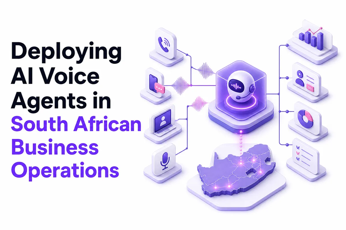 3D editorial technology illustration representing digital voice communications and cloud PBX architecture.