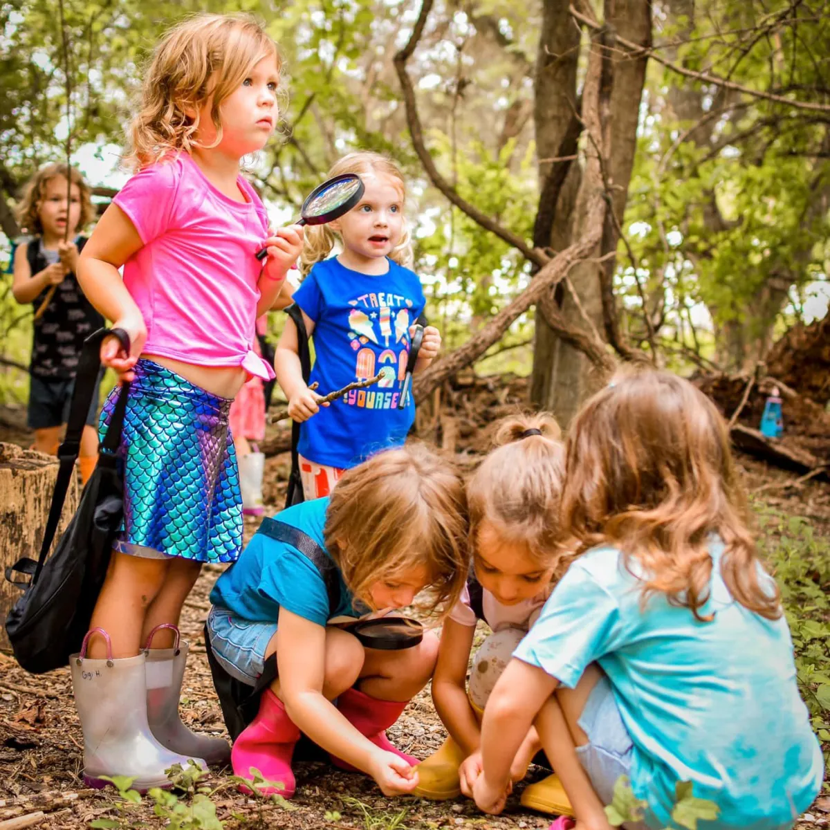 Outdoor classroom learning in McKinney private school
