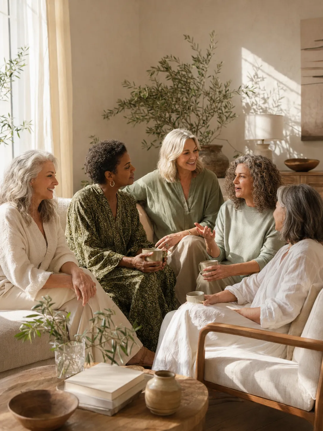 Women connecting in a warm, welcoming environment