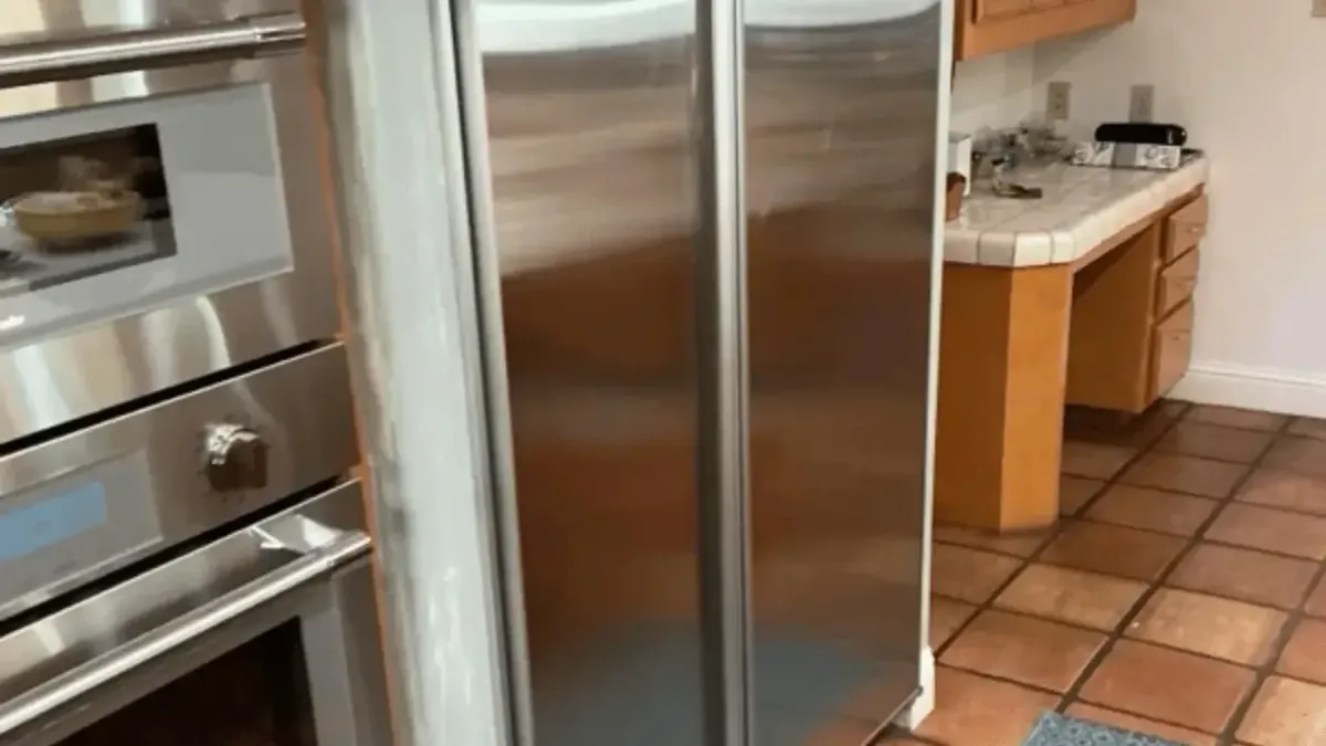 French door refrigerator ice maker repair completed in Arvin, CA near the Arvin Public Library.
