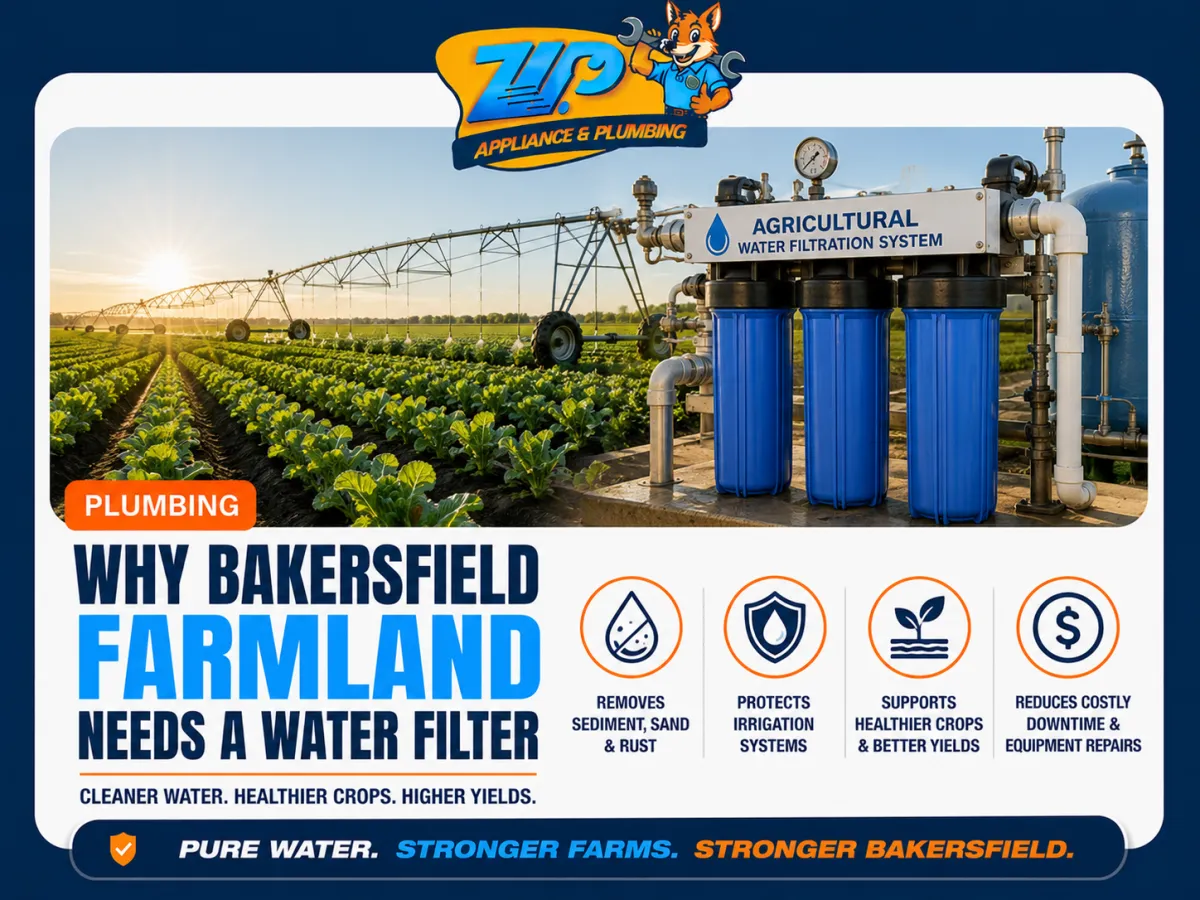 Bakersfield farmland with water filter necessity for clean water