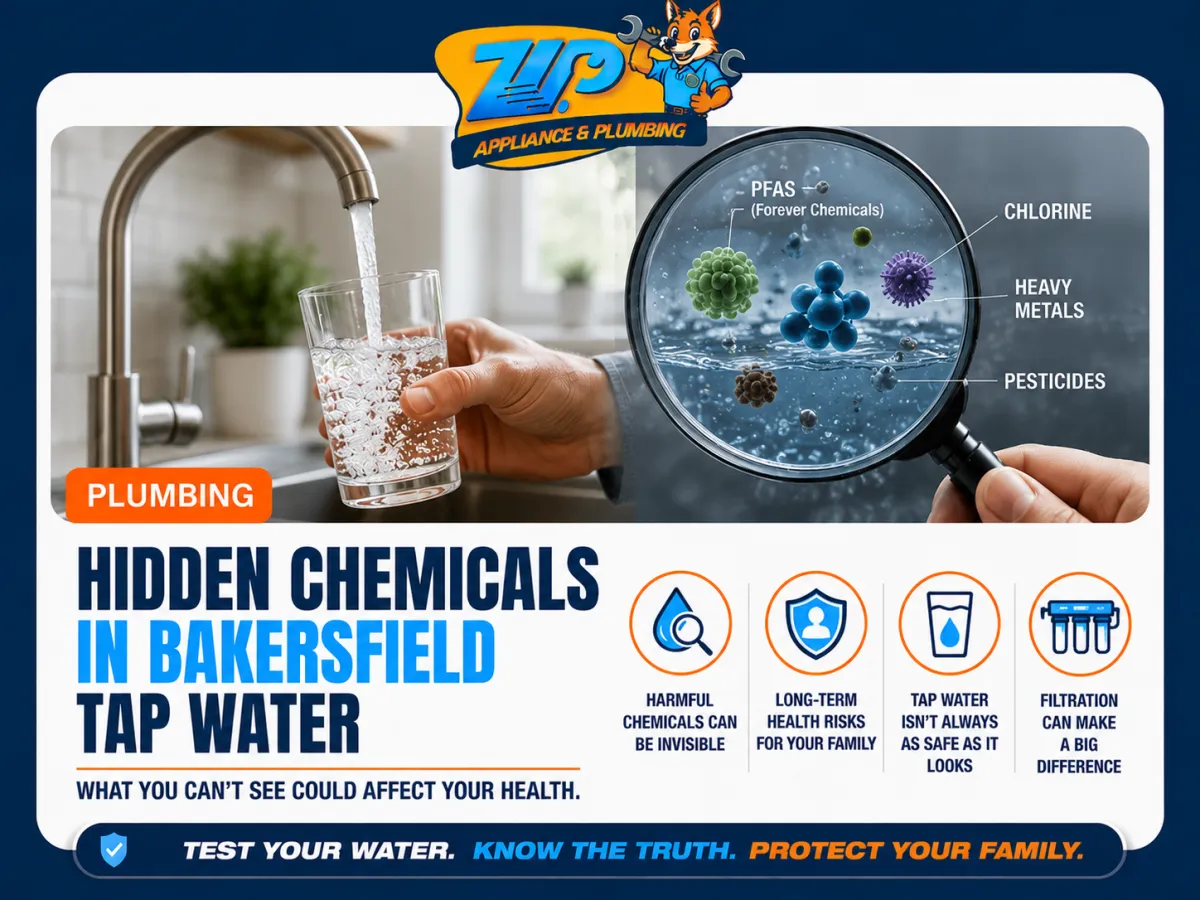 Bakersfield family in kitchen filling glass with tap water