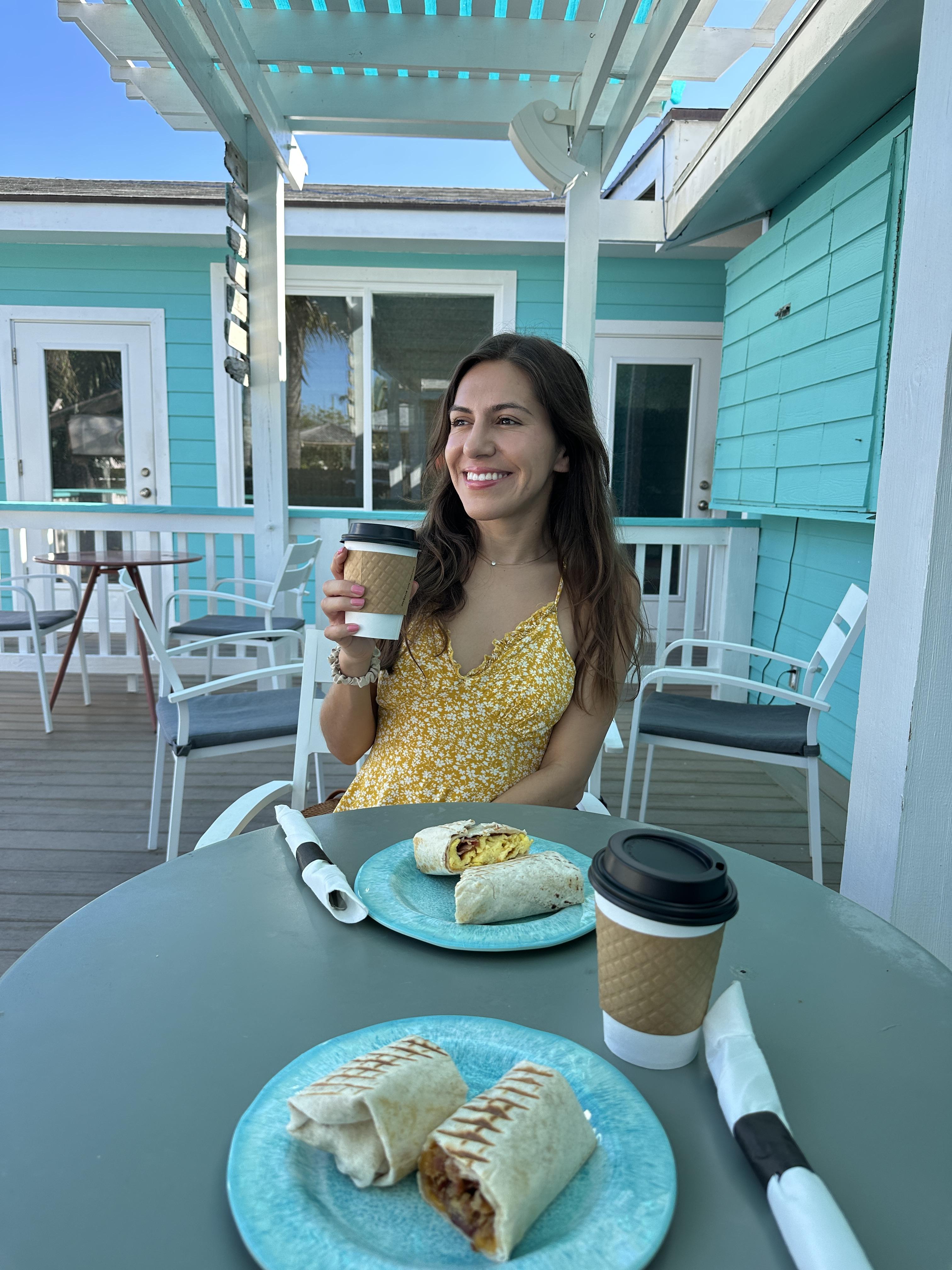 a table with food and drinks on it