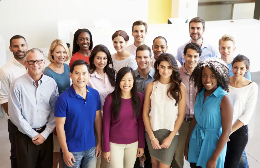 Diverse team participating in a workplace wellbeing session