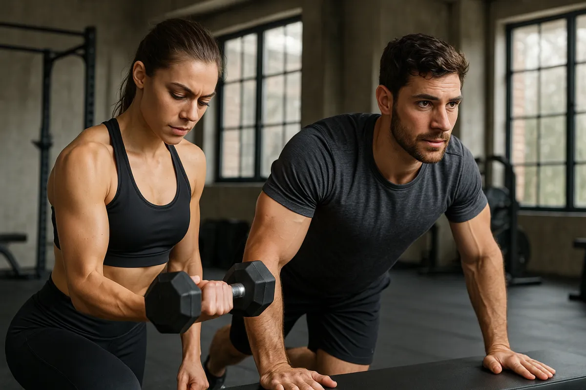 Man exercising on outdoor gym equipment