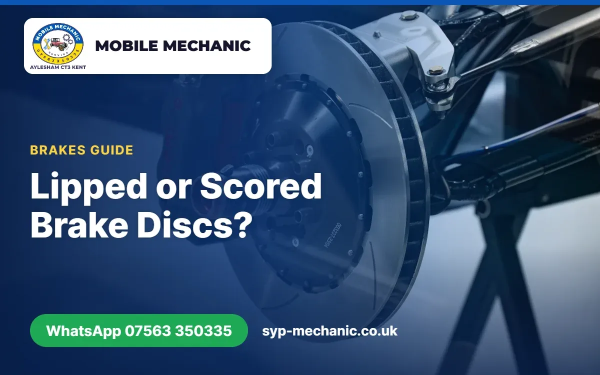 Worn brake disc with a lip on its outer edge, inspected by a mobile mechanic in Aylesham, Kent
