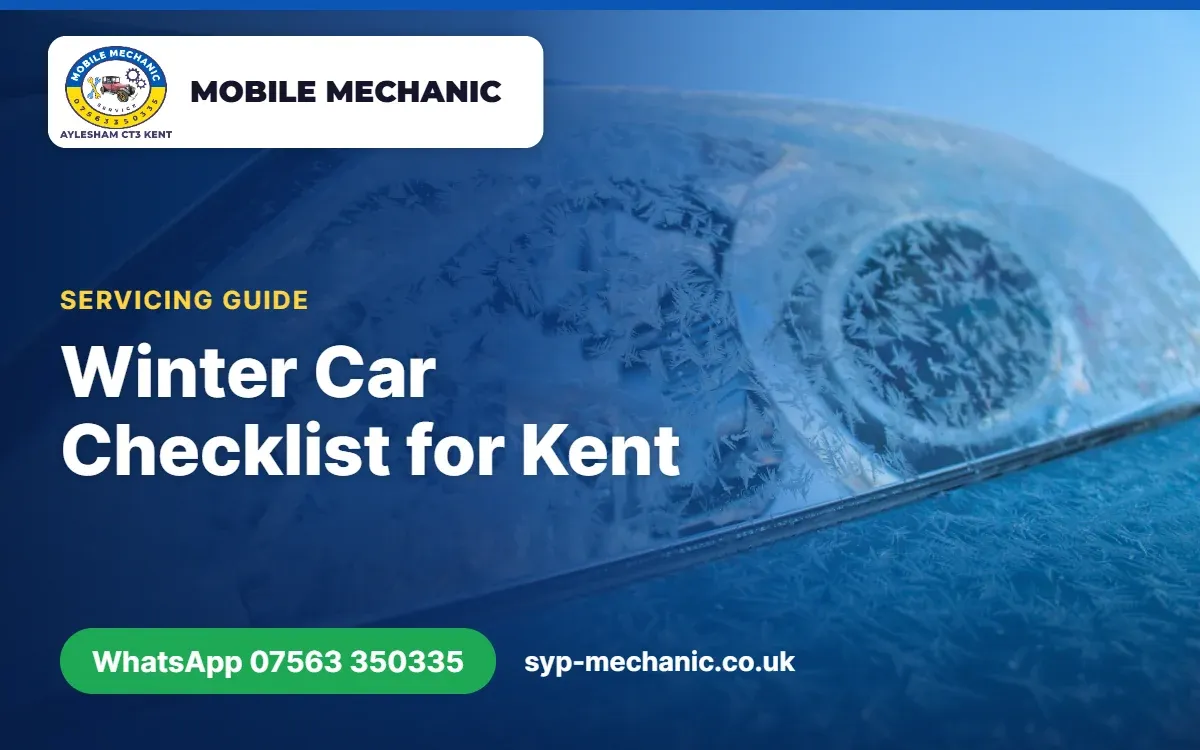 Car parked on a frosty driveway in Aylesham, Kent, ready for winter checks by a mobile mechanic