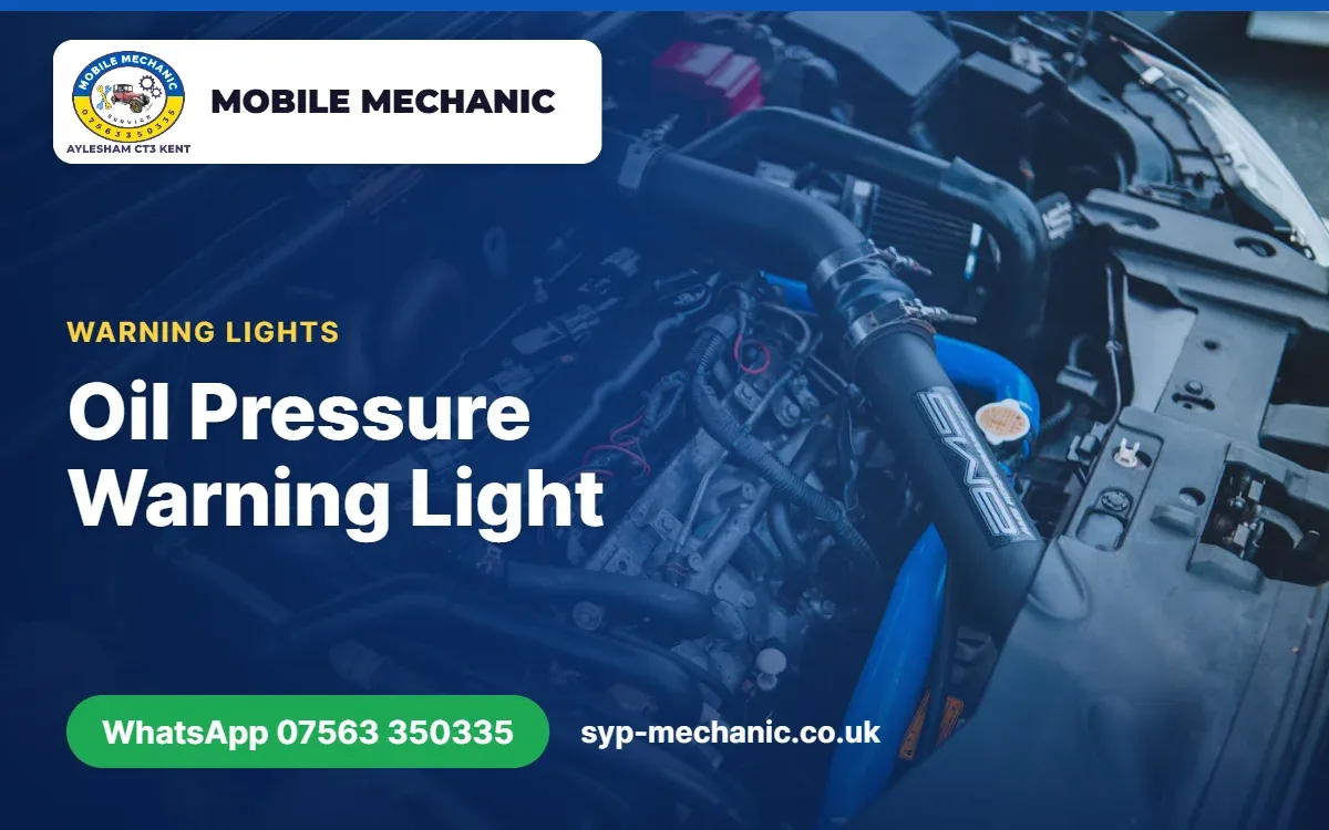 Red oil can warning light on a car dashboard, explained by a mobile mechanic in Aylesham, Kent