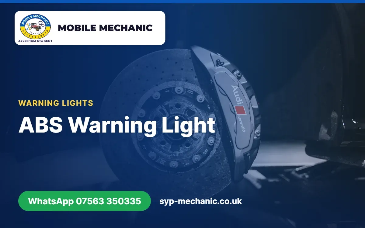 Amber ABS warning light on a car dashboard, explained by a mobile mechanic in Aylesham, Kent