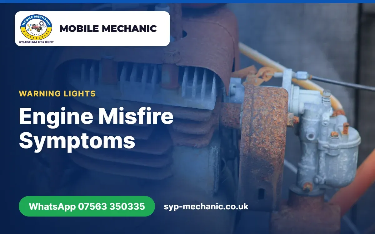 Mobile mechanic checking a misfiring car engine with a diagnostic tool on a driveway in Aylesham, Kent