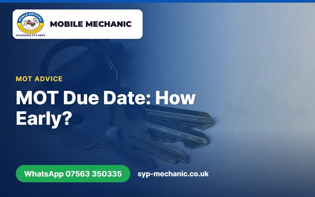 Car owner in Aylesham, Kent checking the MOT due date on a phone before booking an early MOT test