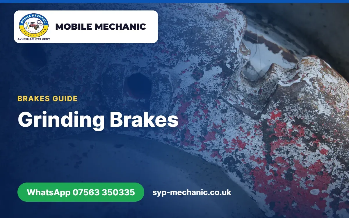 Worn brake pad and scored brake disc removed from a car by a mobile mechanic in Aylesham, Kent