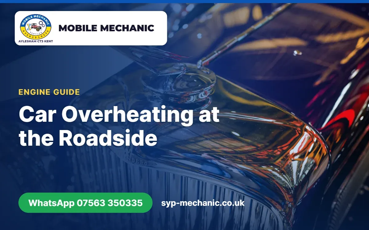 Car with its bonnet open at the roadside after overheating, with advice from a mobile mechanic in Aylesham, Kent