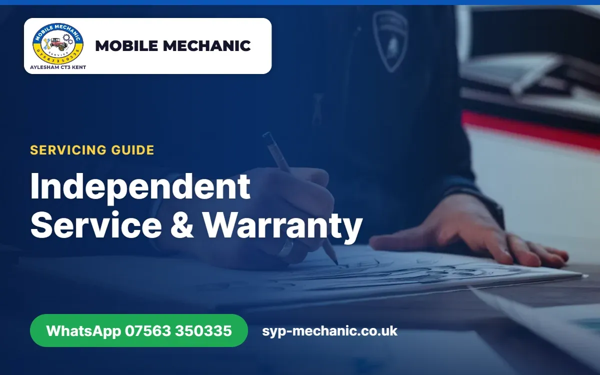 Mobile mechanic servicing a newer car on a driveway in Kent while the manufacturer warranty is still running