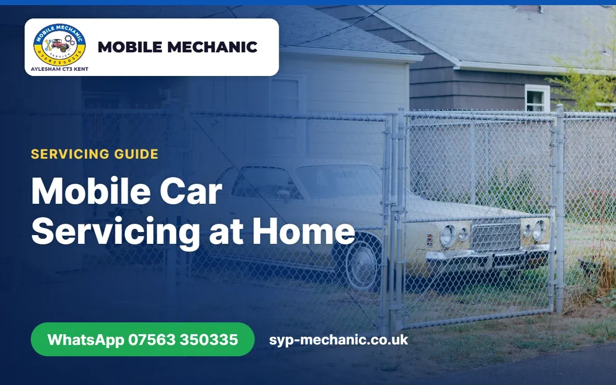Mobile mechanic servicing a car on a home driveway near Aylesham, Kent