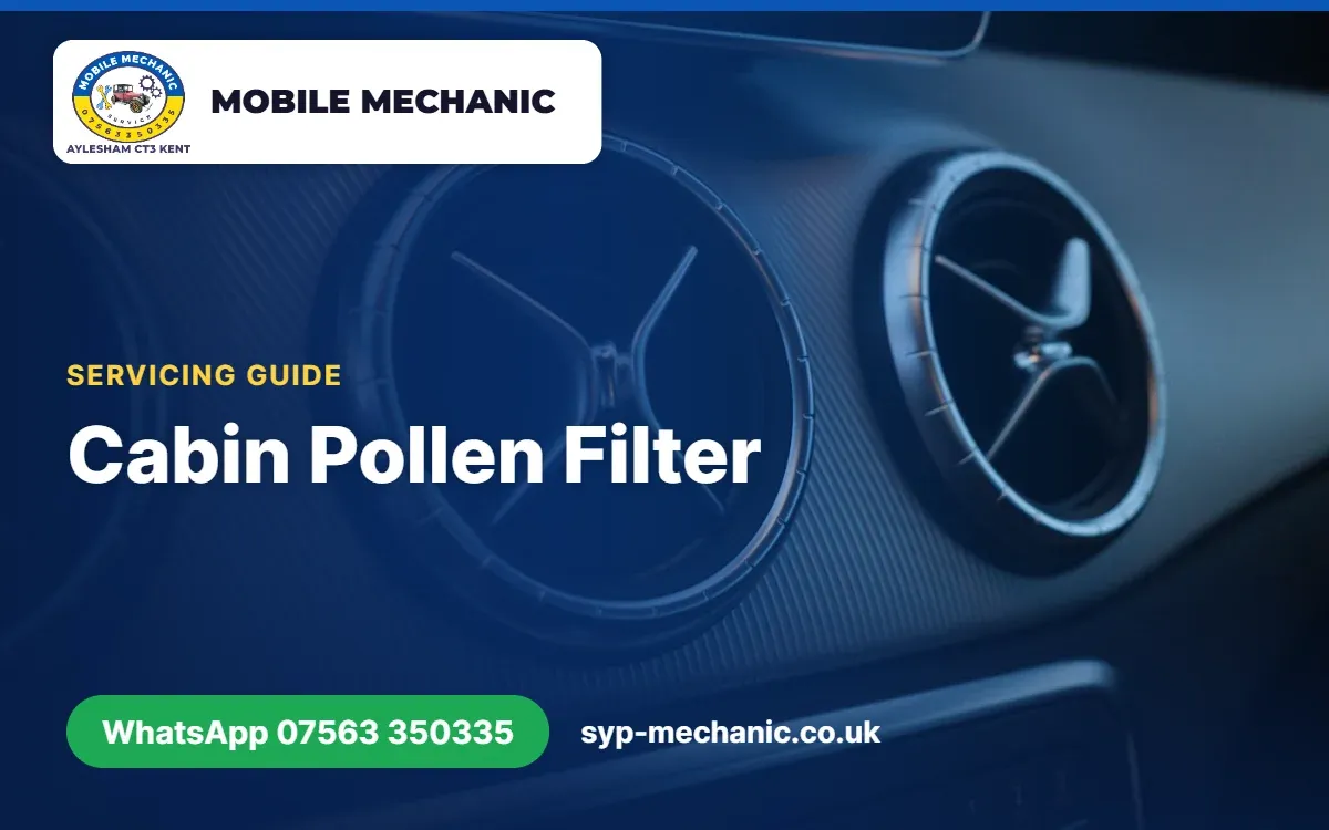 Dirty cabin pollen filter next to a new one during a mobile car service in Aylesham, Kent