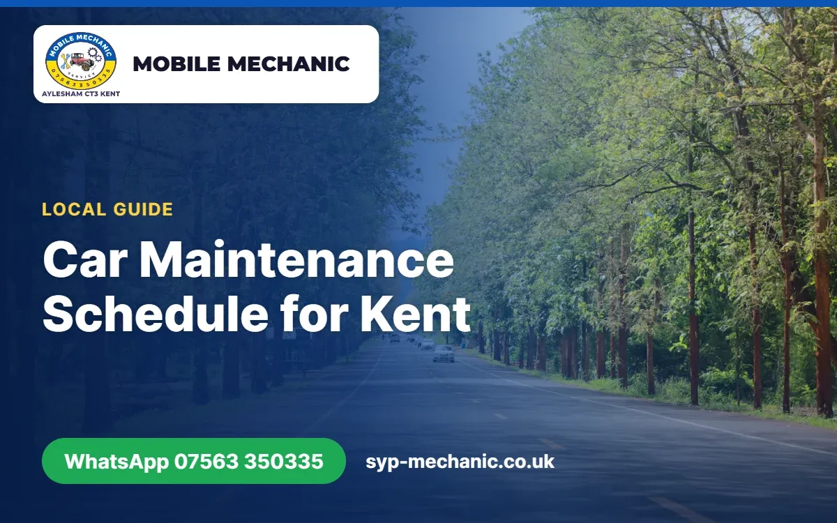 Driver checking tyre pressure on a muddy country lane car in Kent, maintenance advice from a mobile mechanic in Aylesham