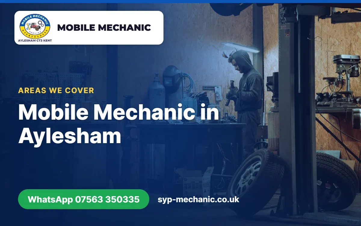 Mechanic inspecting a car engine with the title Mobile Mechanic in Aylesham, SYP Mechanic Kent
