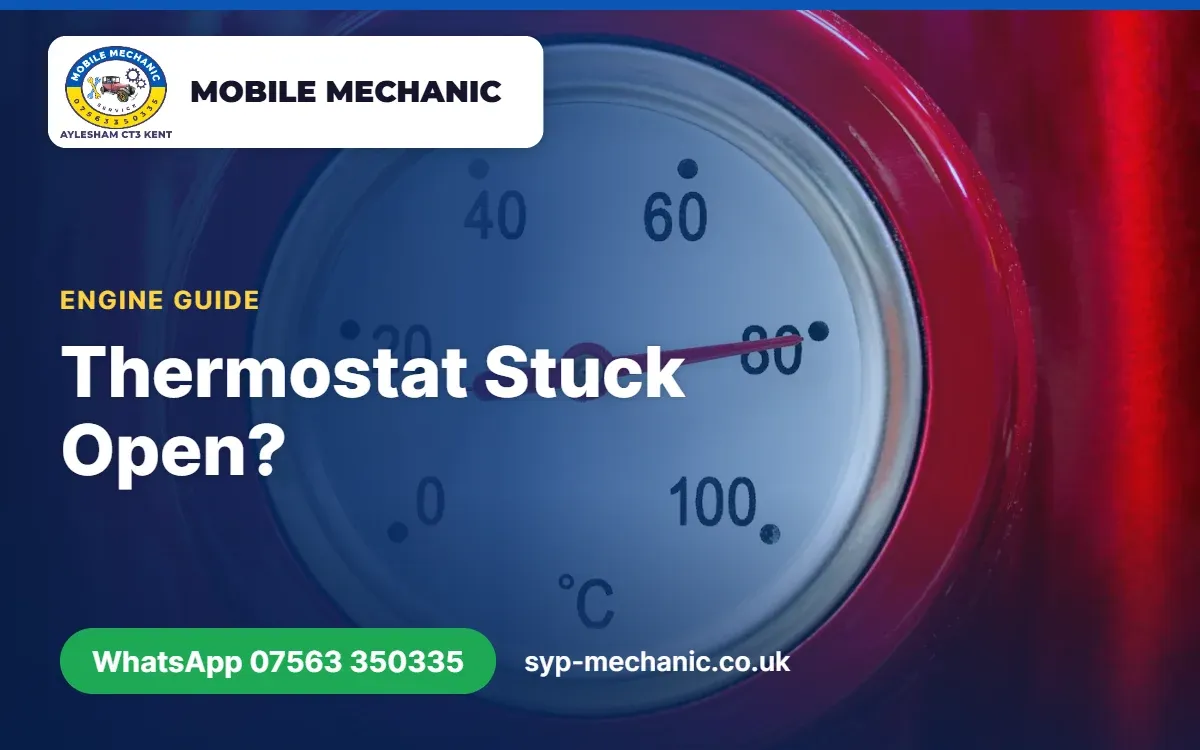 Mobile mechanic in Kent checking the engine thermostat housing and coolant hoses