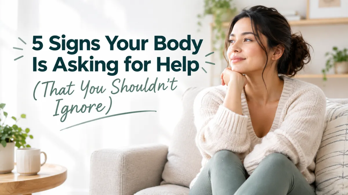 Woman sitting thoughtfully at home, representing five signs your body may need physical therapy, including pain, balance issues, and movement changes.