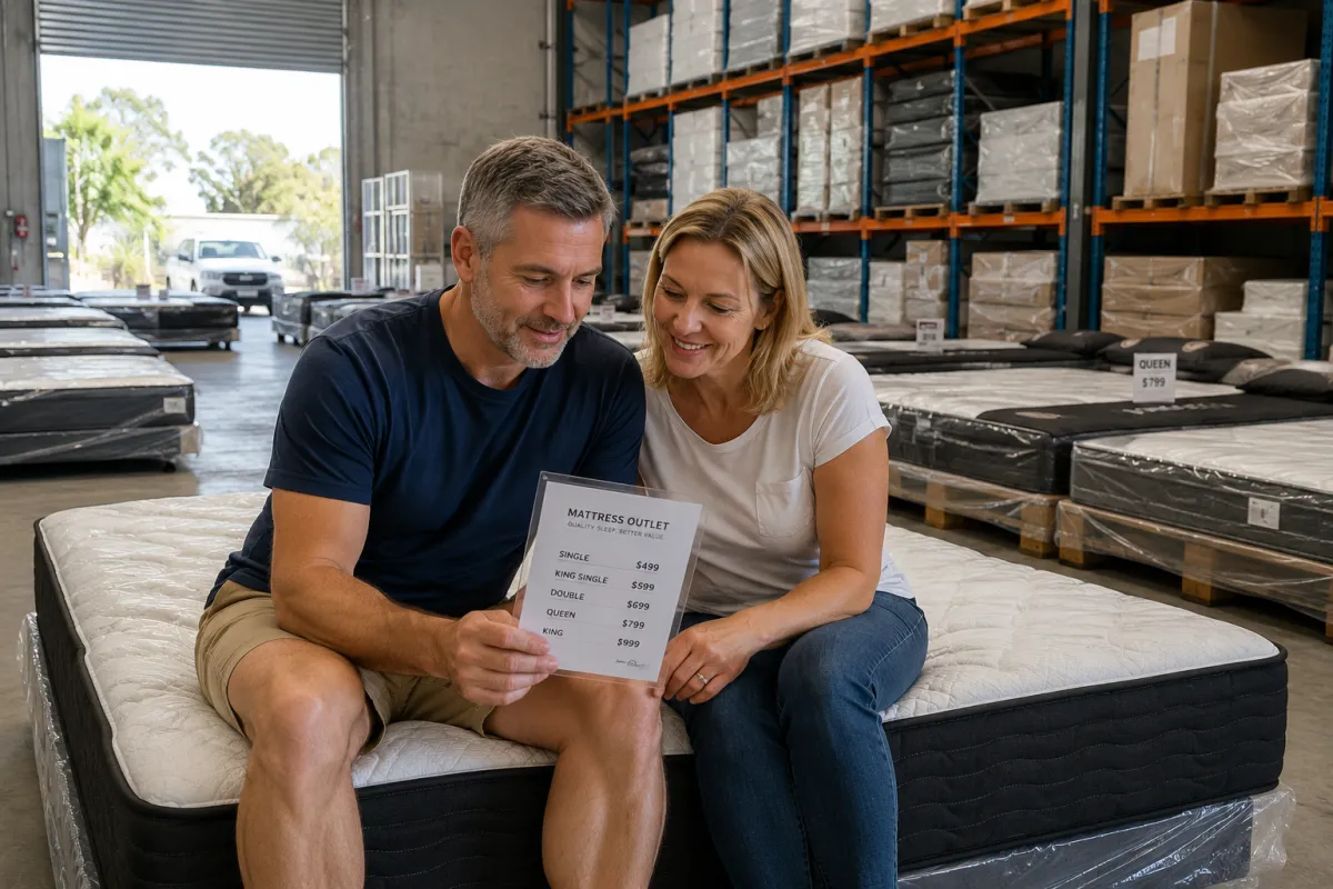 Customer comparing mattress options and prices while shopping for the best value mattress on the Sunshine Coast