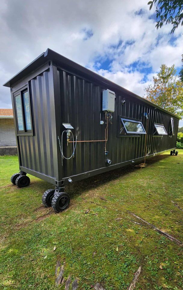 Custom modified shipping container office building in New Zealand