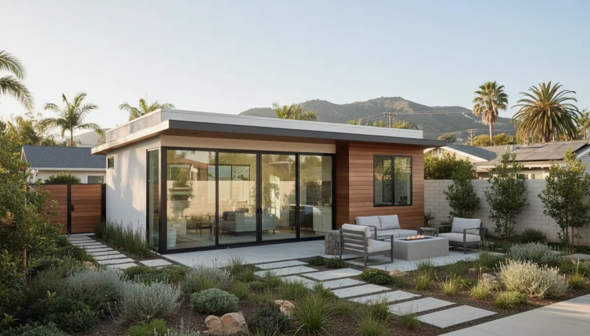 Contractor and homeowner planning an ADU in a San Diego backyard during the pre-construction phase