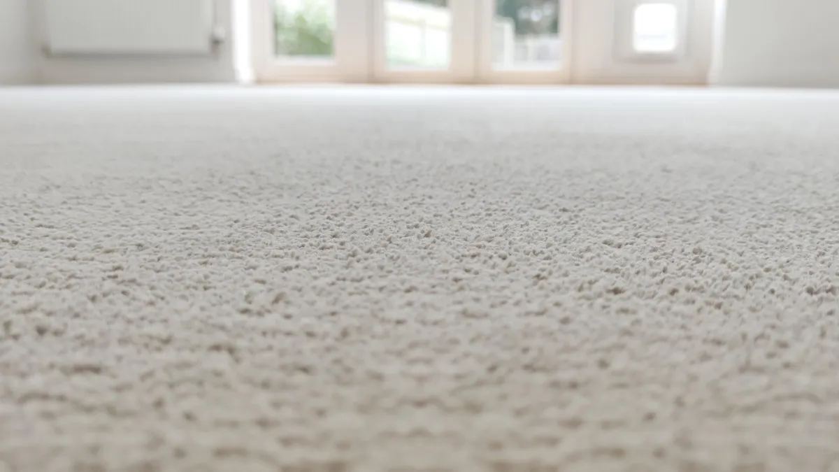 Close-up of repaired carpet fibres blended to match surrounding pile direction.