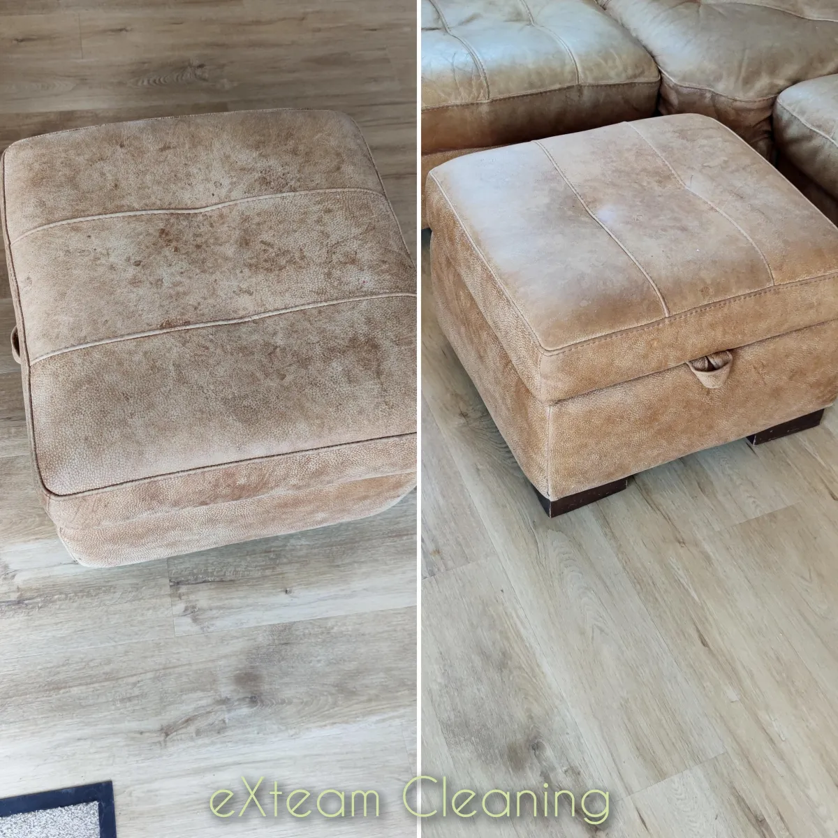 Leather sofa refreshed after specialist cleaning and conditioning.