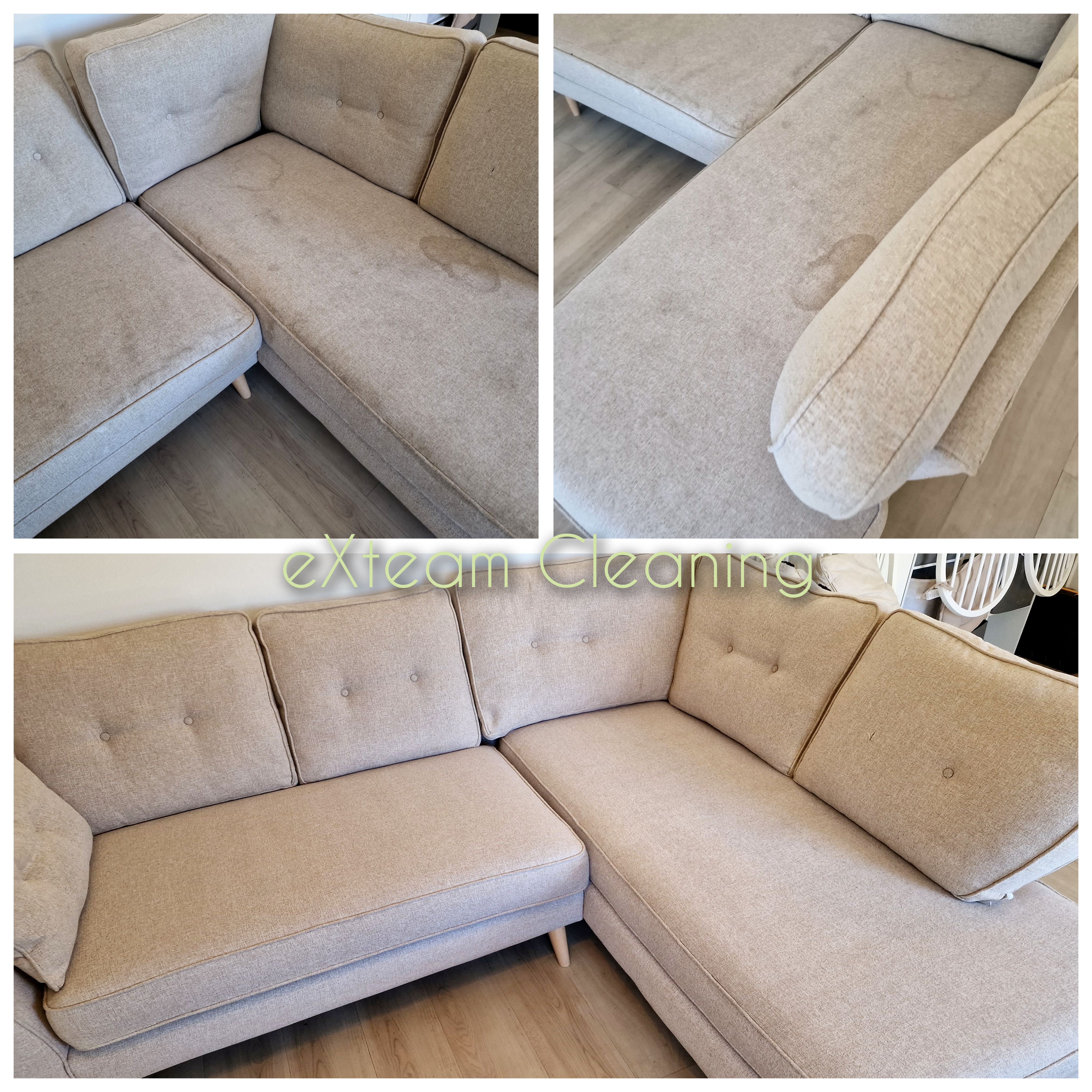 image showing before and after professional sofa cleaning