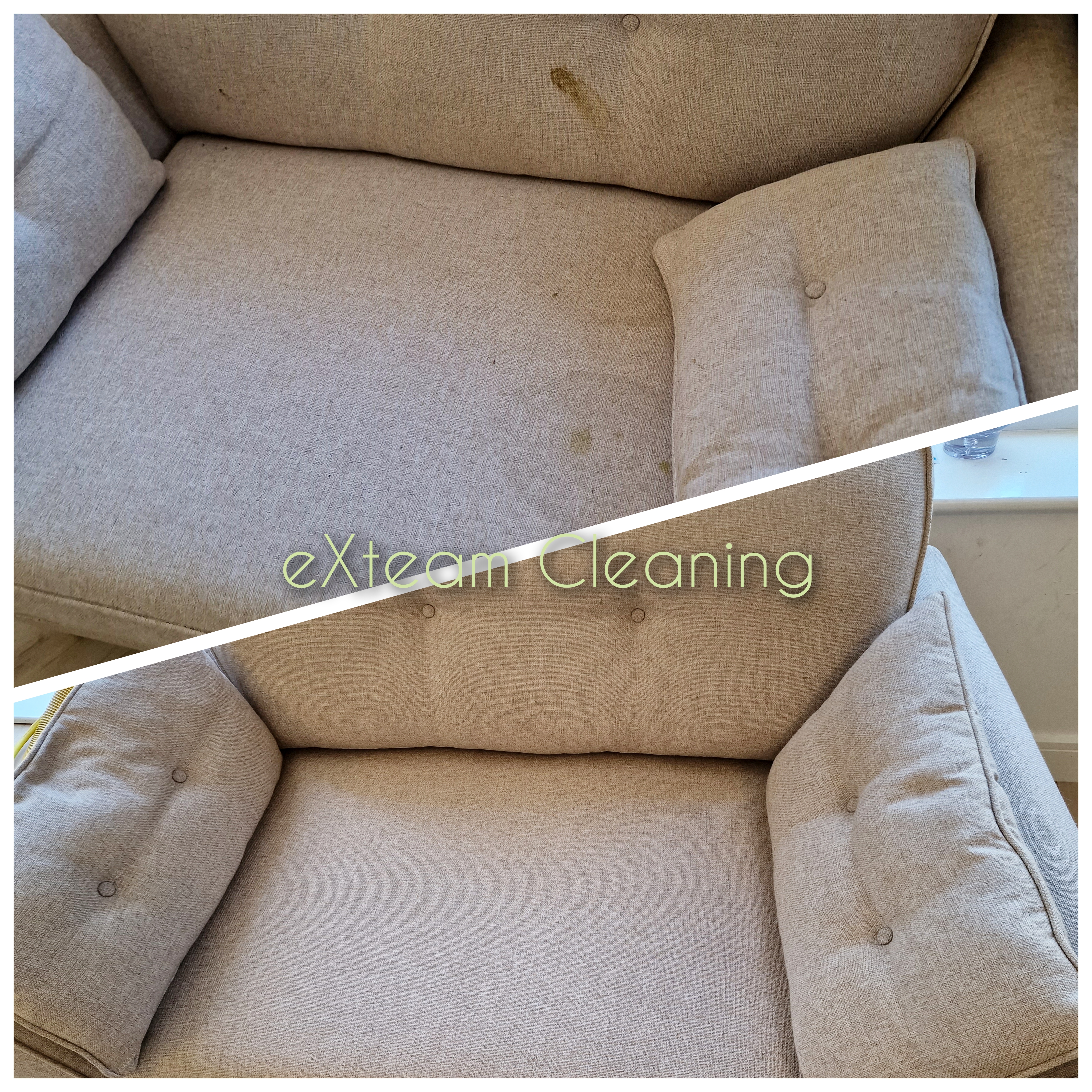 Professional stain treatment applied to sofa fibres