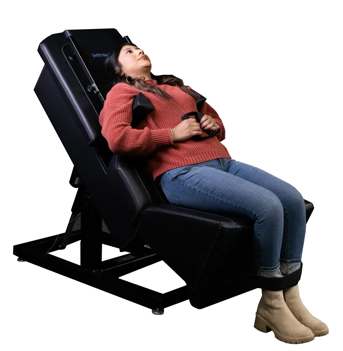 a woman getting her hair brushed by a blow dryer