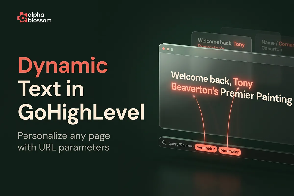 Dynamic text replacement in GoHighLevel swapping a landing page headline using first name and city URL parameters