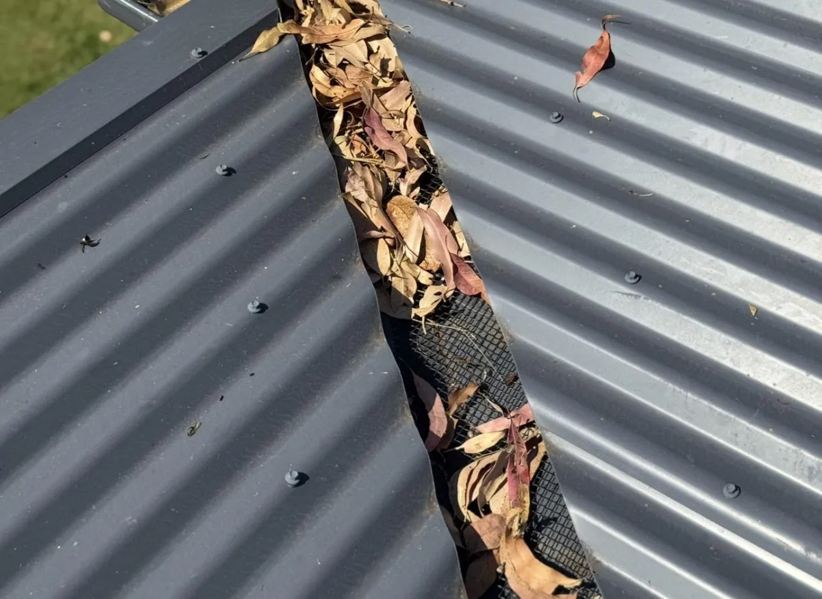 black plastic gutter guard mesh in valley