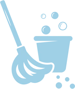 house cleaning broom and bucket icon