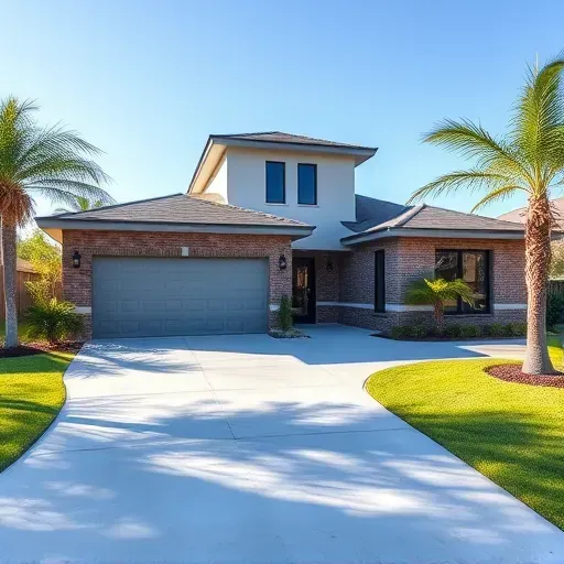 New home addition in Tampa with modern design, brick accents, energy-efficient windows, and landscaped yard.