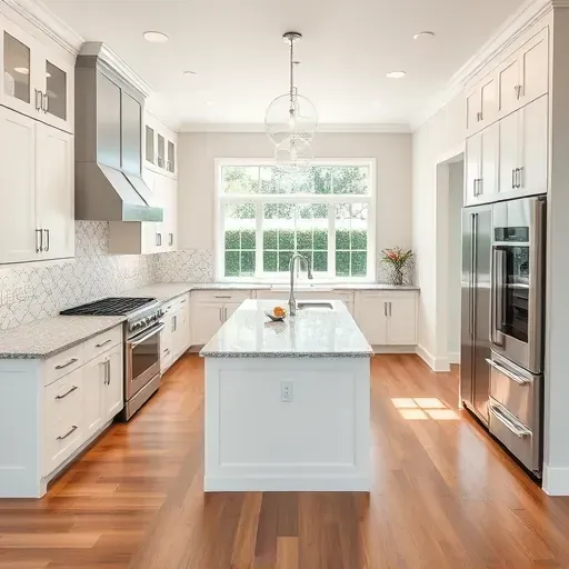 Modern Westchase kitchen remodel featuring sleek cabinetry, granite countertops, and natural light, with elegant pendant lighting.