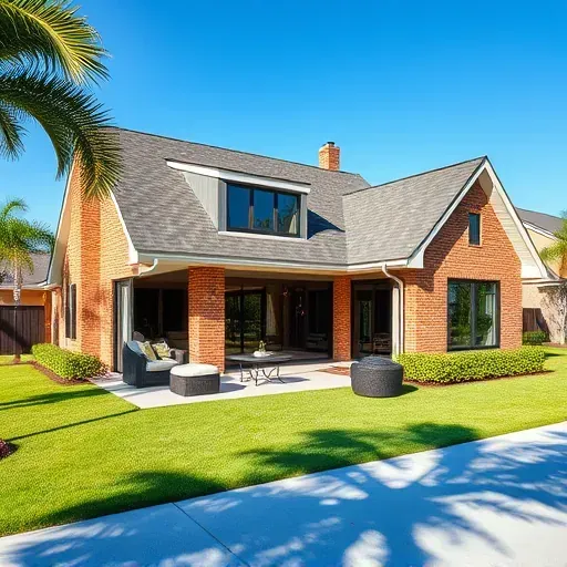 A modern home addition in Tampa, featuring seamless integration, energy-efficient windows, and vibrant landscaping.