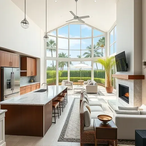 Completed home remodeling in Apollo Beach FL featuring modern open-concept design, elegant furnishings, and lush landscaping.