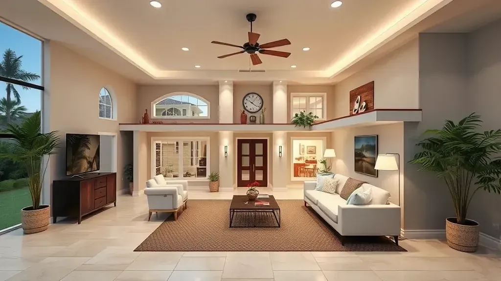 Home Remodeling in Valrico, FL showcasing modern kitchen and living room design.