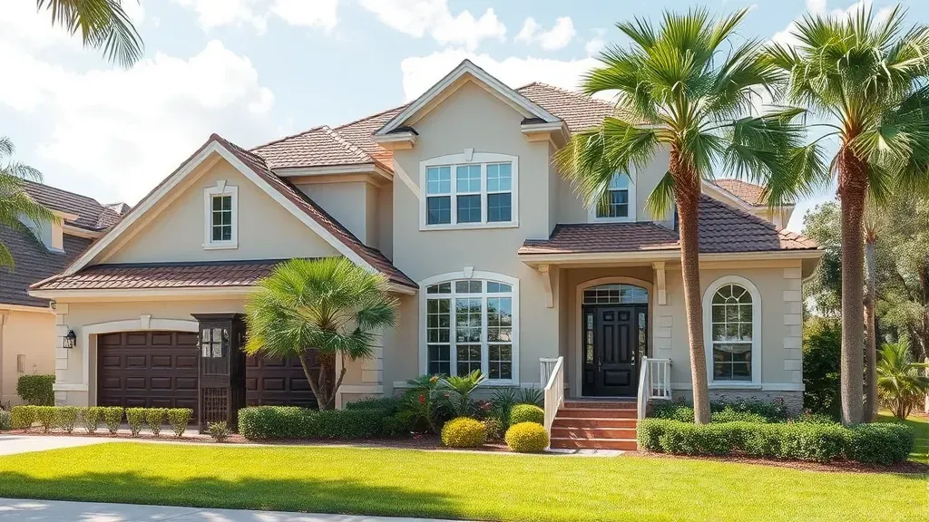 Home remodeling financing concept with Tampa skyline in the background, showcasing houses and construction elements.