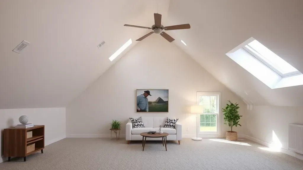 Attic conversion project showcasing a stylish new living space in Tampa FL