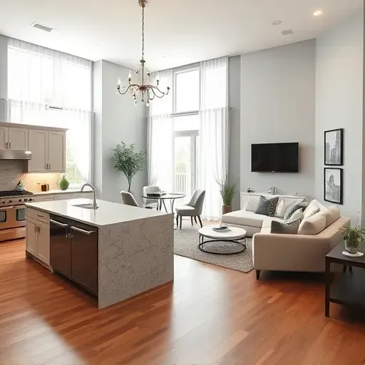 Modern open-concept living space in Valrico FL with elegant kitchen, soothing colors, and inviting ambiance.