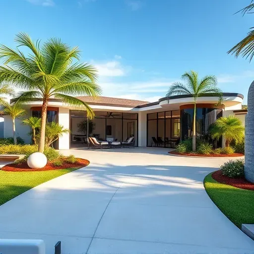 Completed home addition in Tampa FL featuring modern architecture, large windows, stylish patio, and lush landscaping.