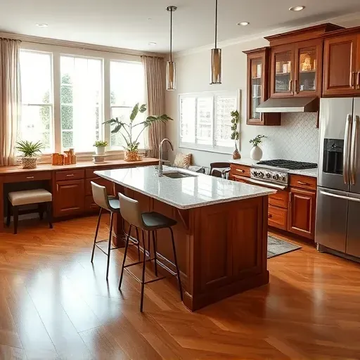 Renovated kitchen in Valrico FL with stainless steel appliances, granite countertops, and custom cabinetry highlighted by natural light.