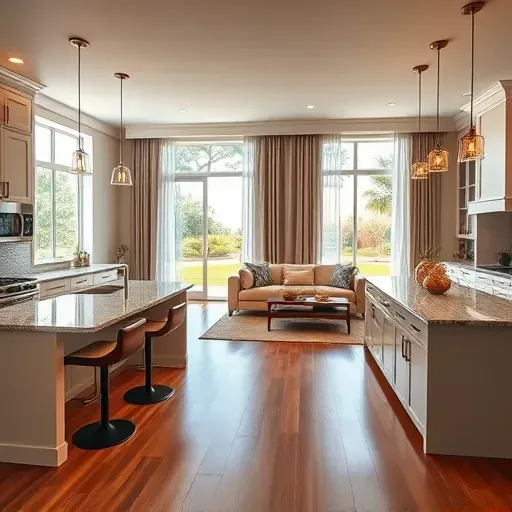 Renovated Safety Harbor home with modern kitchen, stylish living room, and inviting outdoor space filled with greenery.