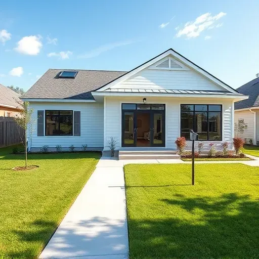 New home addition in Tampa, FL, featuring modern design, crisp white siding, energy-efficient windows, and lush landscaping.