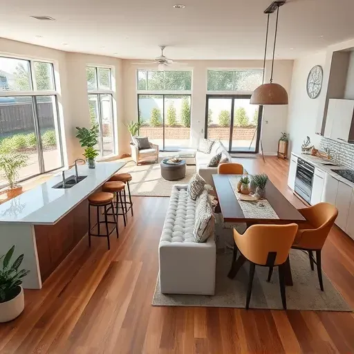 Completed home remodel in Bloomingdale FL featuring a bright open-plan living space with modern kitchen and elegant decor.