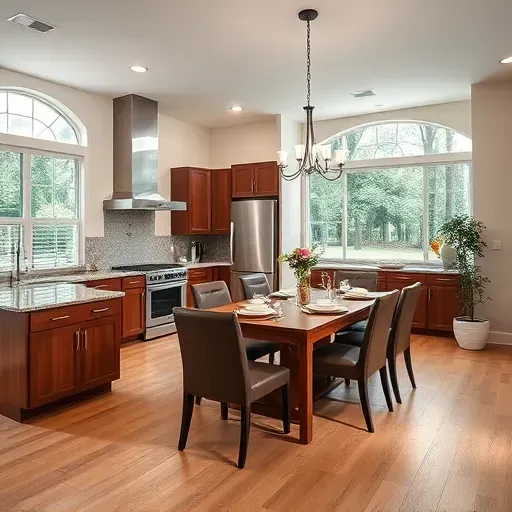 Modern kitchen remodel in Land O' Lakes FL featuring granite countertops, walnut cabinets, and ambient recessed lighting.