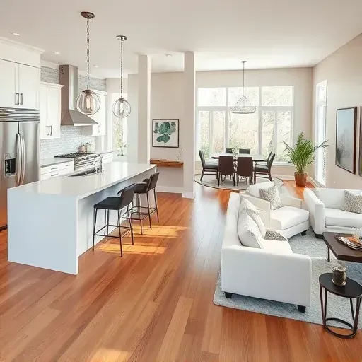 Home remodeling project in Hudson FL featuring a modern kitchen, open living space, custom cabinetry, and natural light.